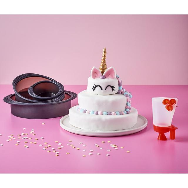 3485990404651 - Mastrad - Coffret création gâteau Licorne, Rainbow cake- 3 Moules, 1 poche, et embouts