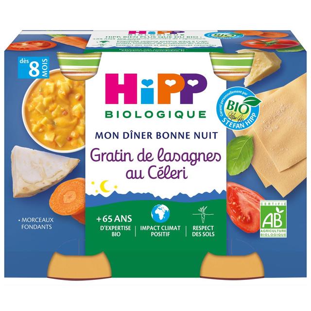 4062300056251 - Hipp - Mon Dîner Bonne Nuit - Gratin de Lasagnes au Céleri Bio Pot Bébé Dès 8 mois