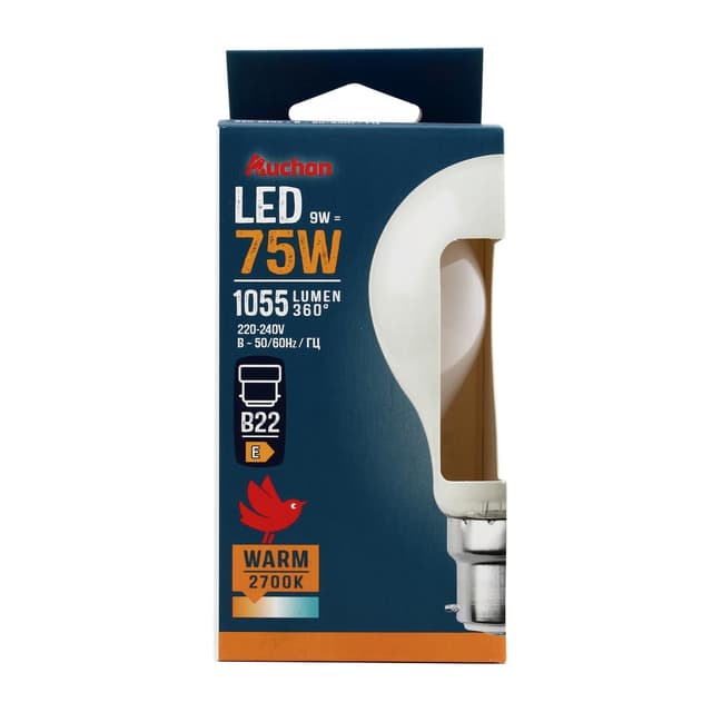 3665257387051 - Auchan - Ampoule B22 - 11W Blanc Chaud opaque