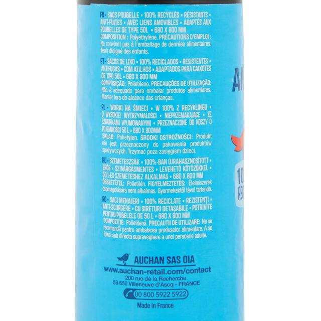 3596710528851 - Auchan - Sacs poubelle à liens amovibles 50L