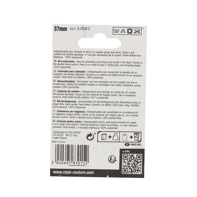 3040695830152 - Style couture - Rallonge pour soutien gorge 3 crochets blanche