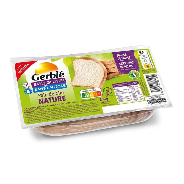 3551100781452 - Gerblé Sans Gluten Sans Lactose - Pain de Mie Nature Tranché sans gluten et sans lactose