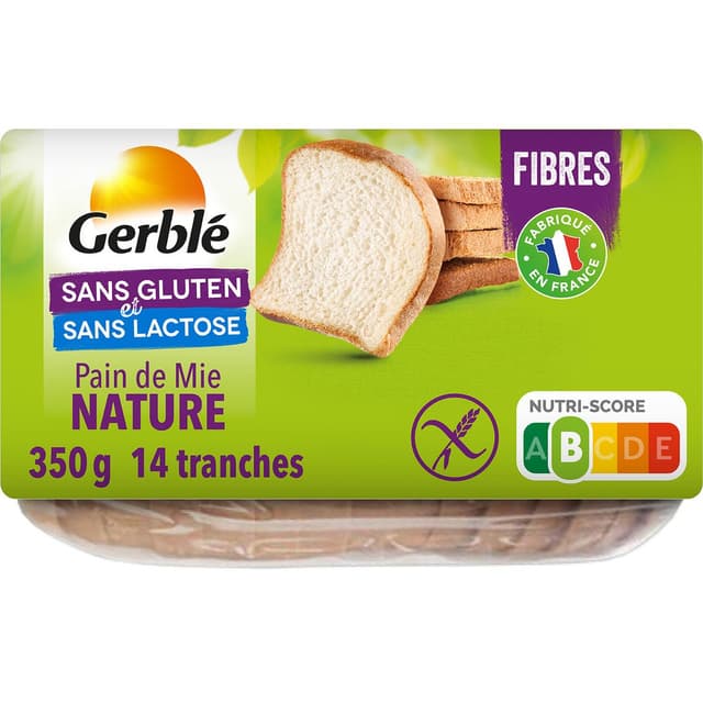 3551100781452 - Gerblé Sans Gluten Sans Lactose - Pain de Mie Nature Tranché sans gluten et sans lactose