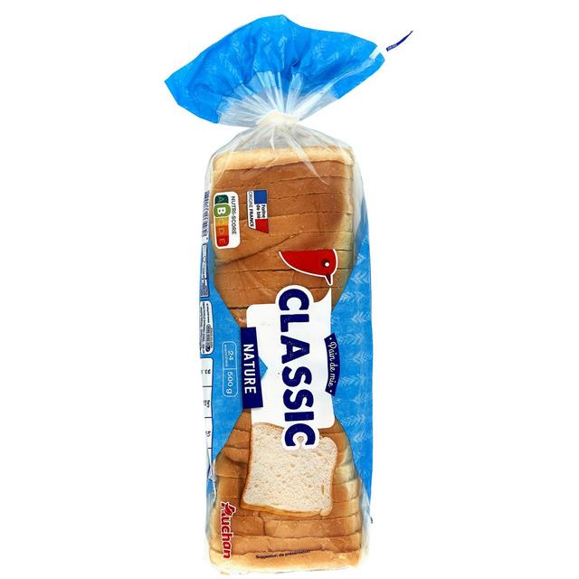3254560371552 - Auchan - Pain de Mie Nature avec Croûte Sans Huile de Palme