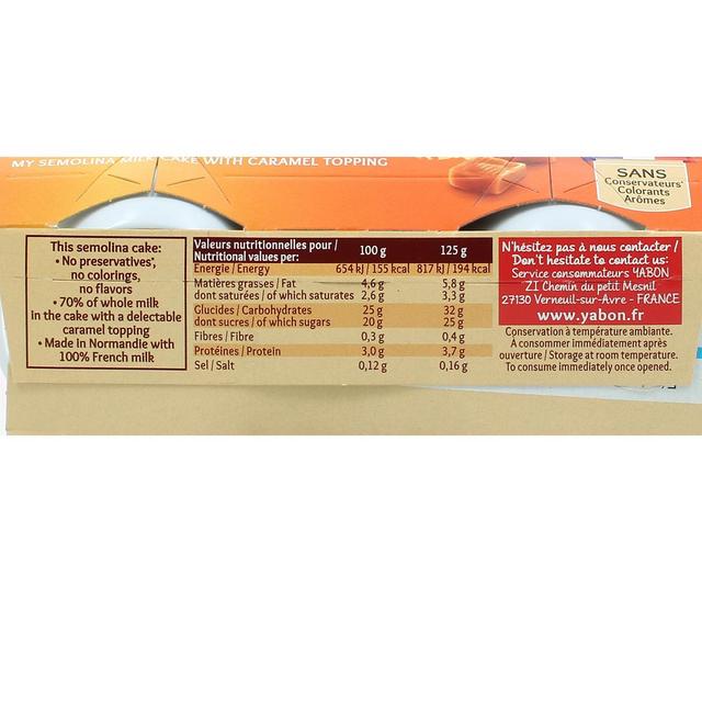 3700278402052 - Yabon - Gâteau de semoule caramel