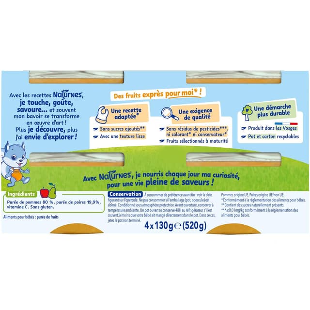 7613031552252 - Naturnes® - Pomme poire Bol Bébé Dès 4 mois