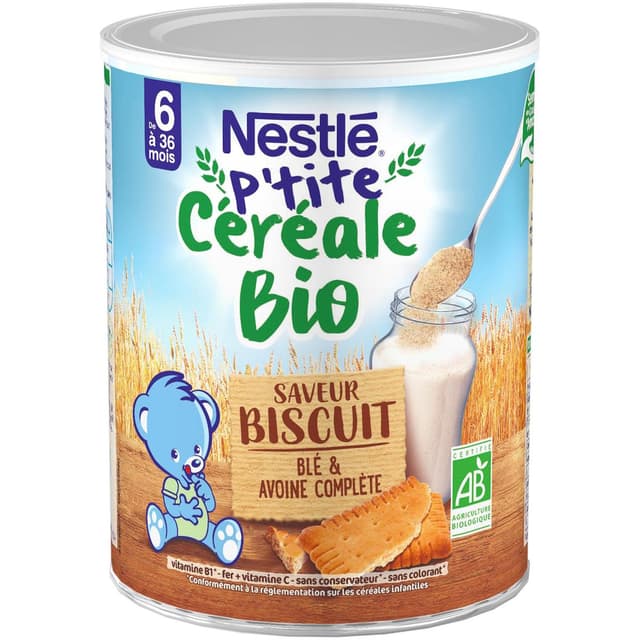 7613037083552 - Nestlé - P'tite Céréale - Céréales Saveur Biscuit Bio Bébé Dès 6 mois