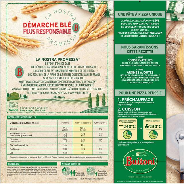 7613034223852 - Buitoni Fraich up - Pizza 4 fromages- Emmental, edam, mozzarella, chèvre