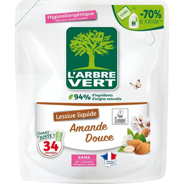 3450601046452 - L'arbre Vert - Lessive recharge hypoallergénique Amande douce