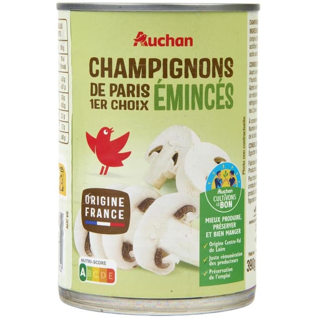 3596710356652 - Auchan - Champignons de Paris premier choix émincés