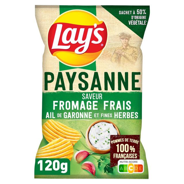 3168930167952 - Lay's - Chips recette paysanne saveur fromage frais, ail de Garonne et fines herbes