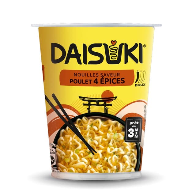 3036815468152 - Daisuki - Nouilles instantanée Saveur Poulet 4 epices Ramen en cup