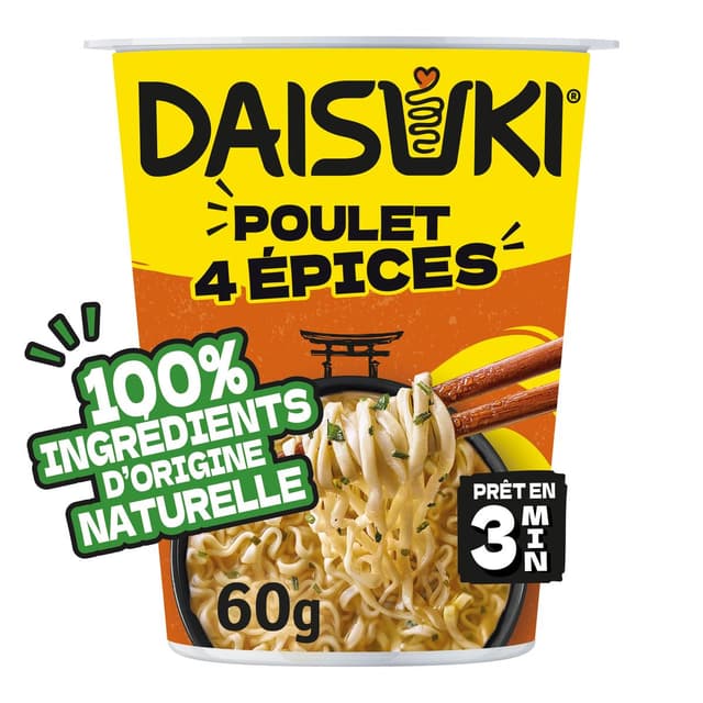 3036815468152 - Daisuki - Nouilles instantanée Saveur Poulet 4 epices Ramen en cup