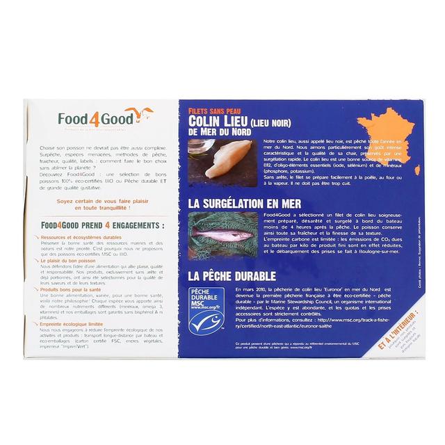 3426434000053 - Food4Good - Filets de Colin-lieu de la mer du Nord sans peau Pêche Française MSC