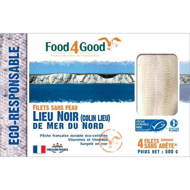 3426434000053 - Food4Good - Filets de Colin-lieu de la mer du Nord sans peau Pêche Française MSC