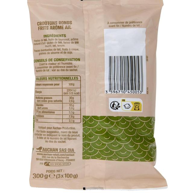 3596710450053 - Auchan - Croûtons à l'ail Sans Huile de Palme