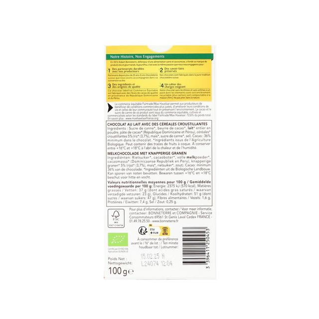 3396411250453 - Bonneterre - Chocolat lait riz croustillant bio
