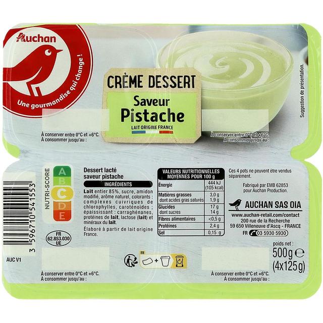 3596710541553 - Auchan - Crème dessert saveur pistache