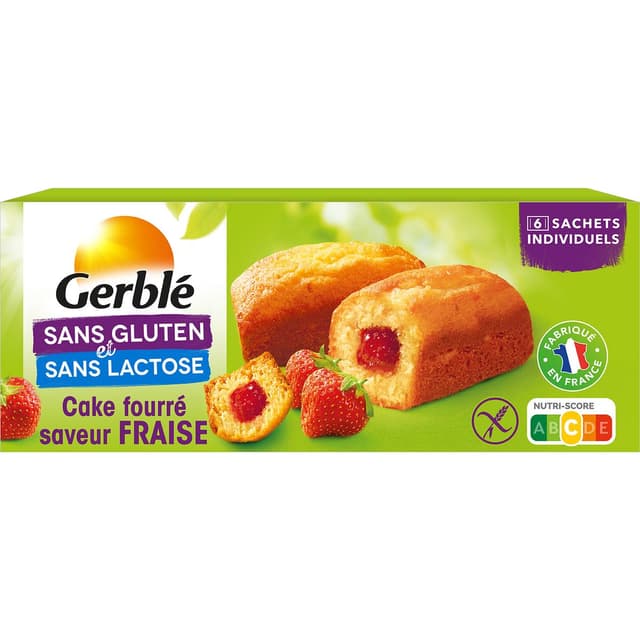 3175681072053 - Gerblé Sans Gluten Sans Lactose - 6 Cakes fourrés à la fraise sans gluten et sans lactose
