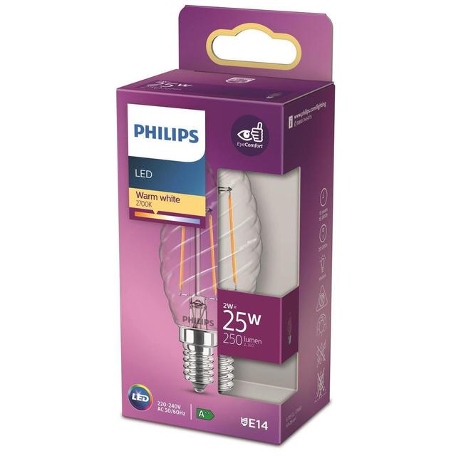 8718699762353 - Philips - Ampoule E14-2W LED Flamme Transparente Blanc Chaud
