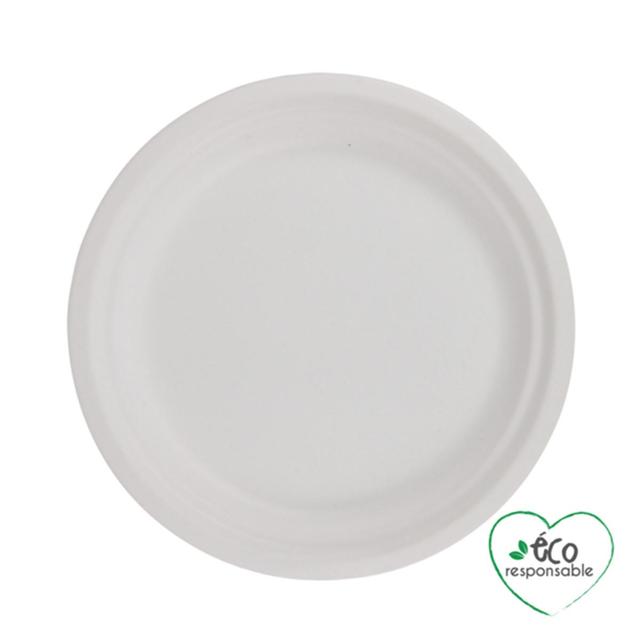 3574380062653 - Homea - Assiette ronde en canne à sucre 22cm blanc