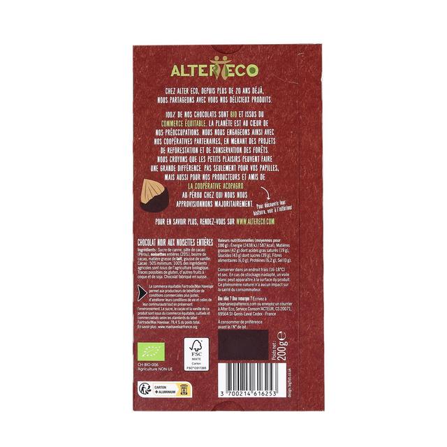 3700214616253 - Alter Eco - Commerce Equitable - Chocolat noir noisettes entières 50% Cacao Bio du Pérou