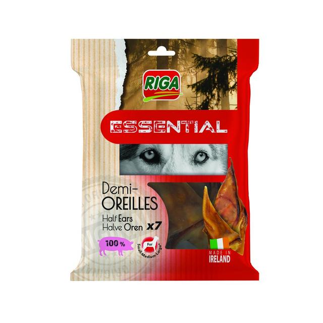 3166780059953 - Riga Essential - Demi-Oreilles de Porc à mastiquer - Friandise Récompense pour chien x7