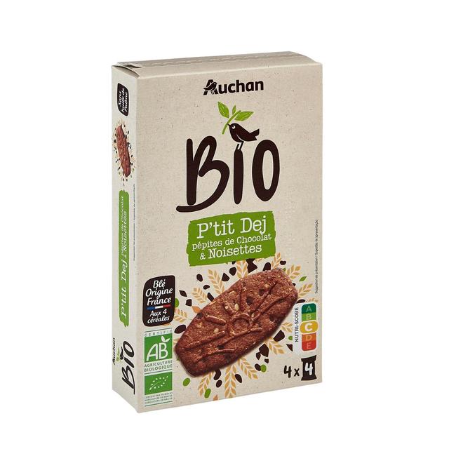 3596710411054 - Auchan BIO - Biscuits petit déjeuner pépites de chocolat et noisettes bio
