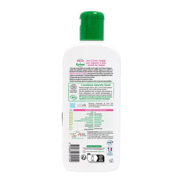 3700668701154 - Love & Green - Gel Intime Lavant Hydratant enrichie en huile d'olive bio
