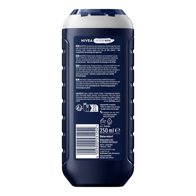 4005900531254 - Nivea Men - Gel Douche Deep Clean 3en1, avec argile microfine