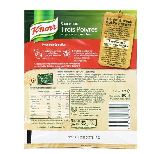 3011360007254 - Knorr - Sauce aux trois poivres déshydratée