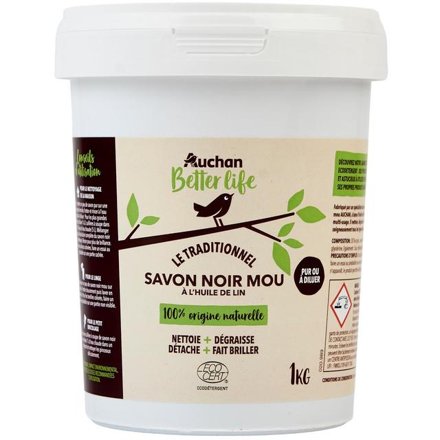 3596710497454 - Auchan Better Life - Savon noir mou à l'huile de lin
