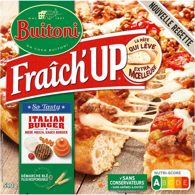 7613035768154 - Buitoni Fraich up - Pizza Italian Burger So Tasty- Boeuf, mozza, tomates cerises et sauce burger