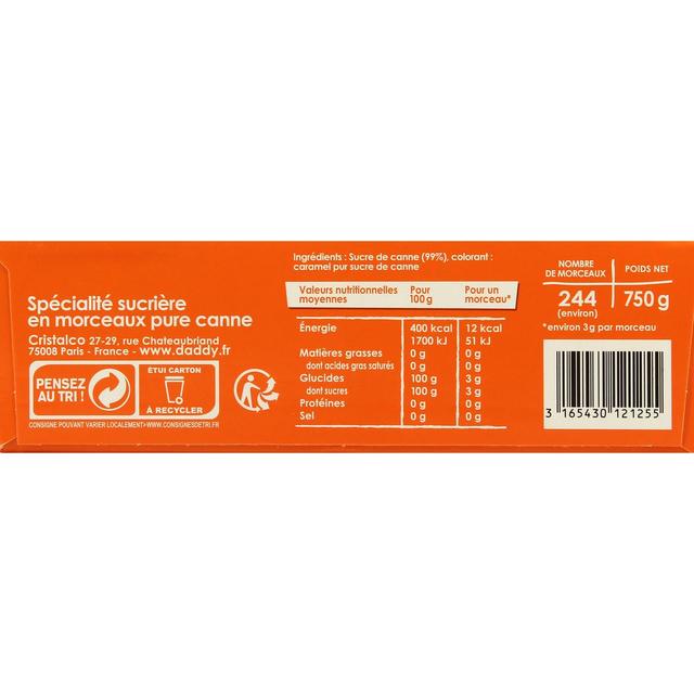 3165430121255 - Daddy - Sucre de canne en demi-morceaux ronds