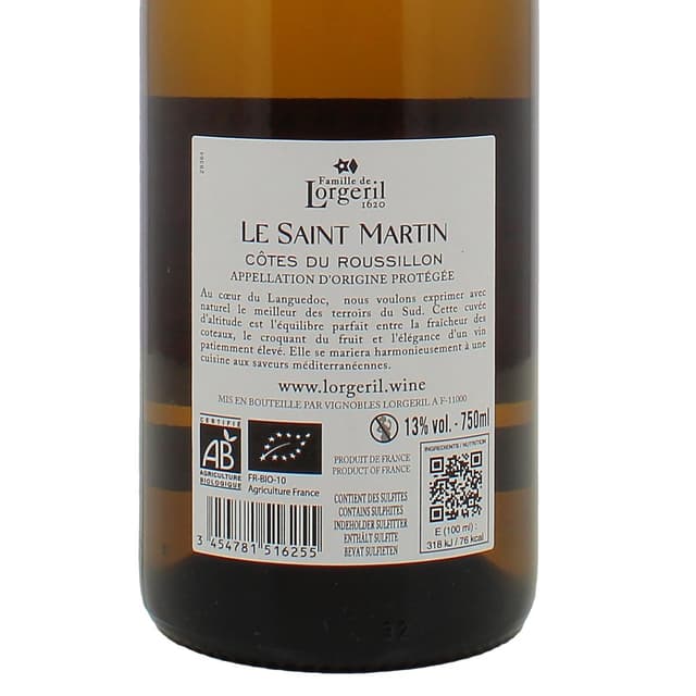 3454781516255 - Côtes du Roussillon Blanc AOP - Le Saint Martin Terroir d'Altitude