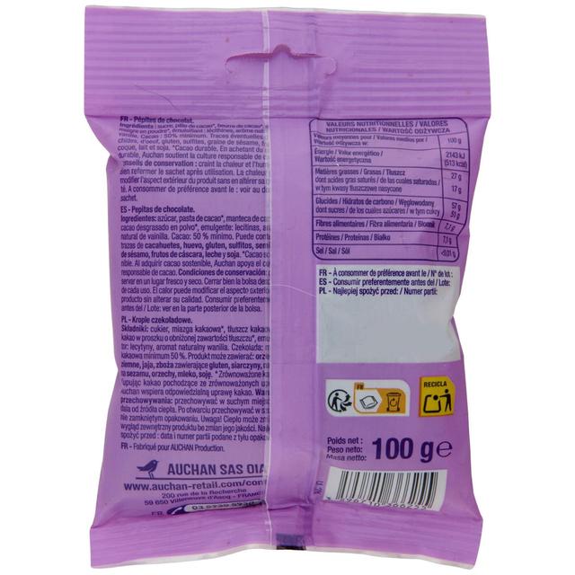 3596710366255 - Auchan - Pépites de chocolat noir, sachet refermable