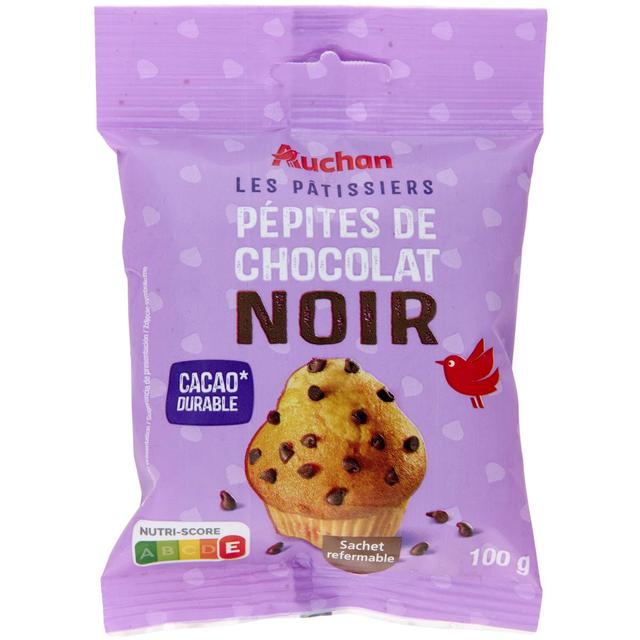 3596710366255 - Auchan - Pépites de chocolat noir, sachet refermable