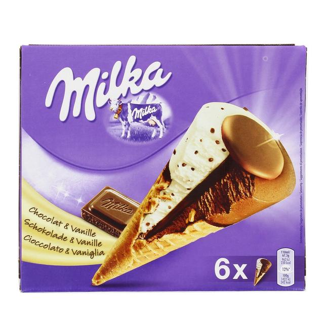 3274661100356 - Milka - 6 cônes glacés chocolat et vanille 6x110ml