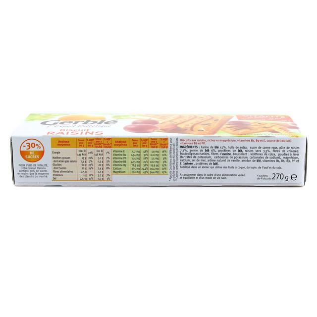 3175681851856 - Gerblé Vitalité - 16 Biscuits Raisins -43% de sucres en moins