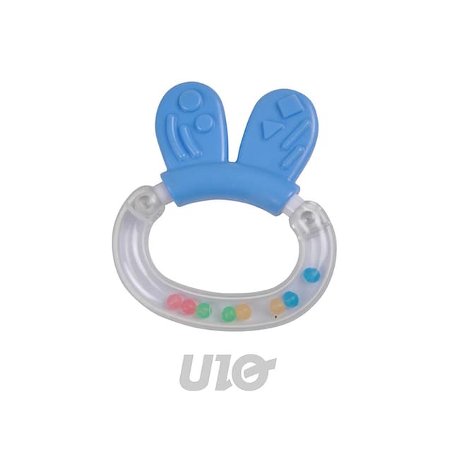 3574380062356 - BEBE DOUCEUR - Anneau de Dentition Hochet Lapin 7cm Bleu