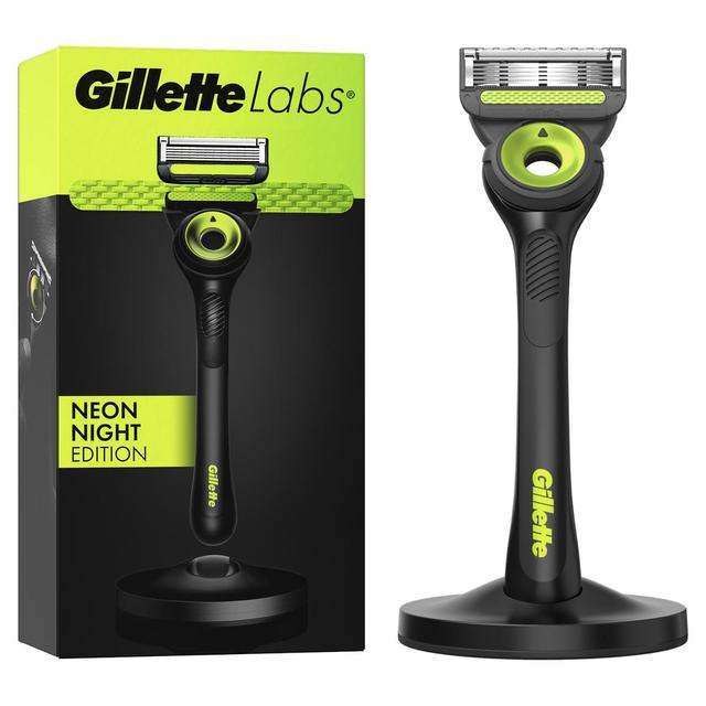 8006540963456 - Gillette Labs - Rasoir Labs Neon Night Edition Avec Barre Exfoliante et Socle