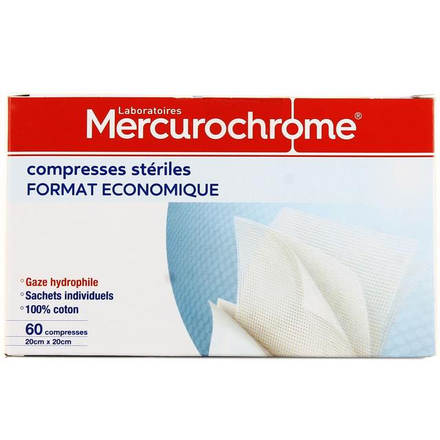 3160920504556 - Mercurochrome - Compresses stériles 20cm x 20 cm