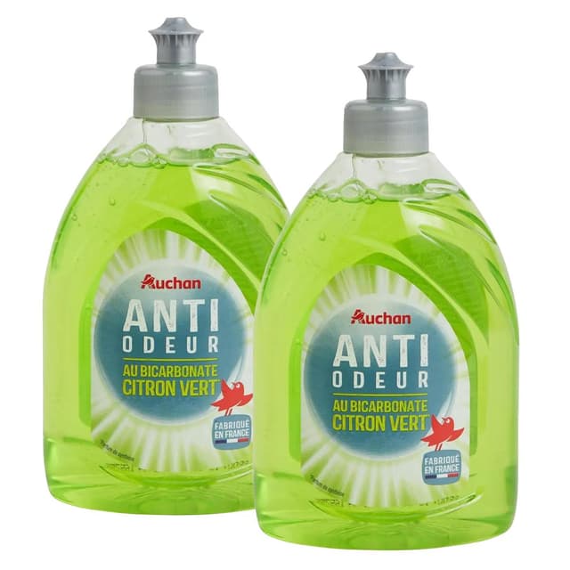 2050000415456 - Auchan - Liquide vaisselle anti-odeur au bicarbonate citron vert