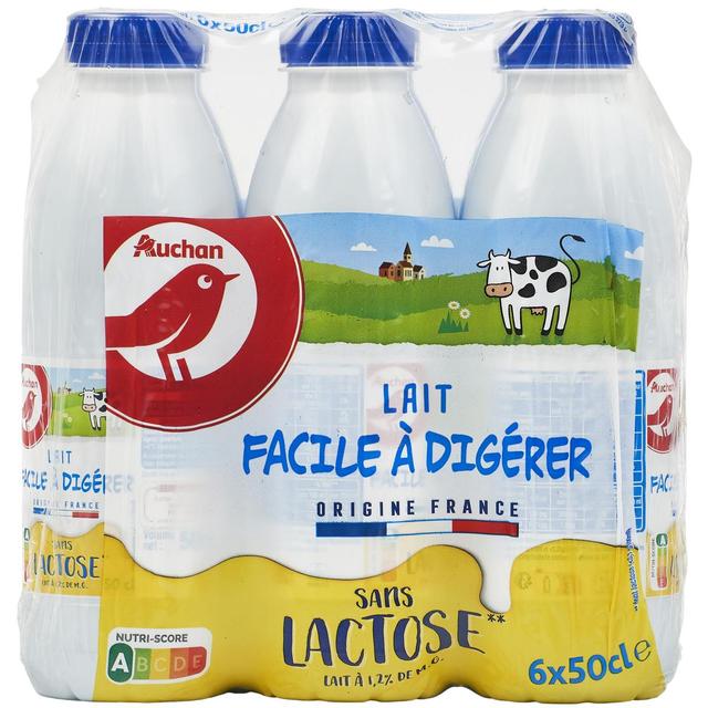 3596710495856 - Auchan - Lait facile à digérer sans lactose UHT