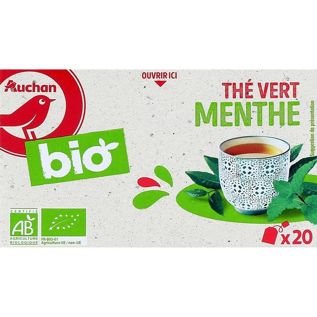 3596710486656 - Auchan BIO - Thé vert à la menthe bio