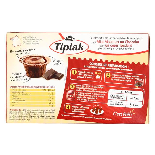 3282740598956 - Tipiak - 8 Mini Moelleux au Chocolat au coeur fondant