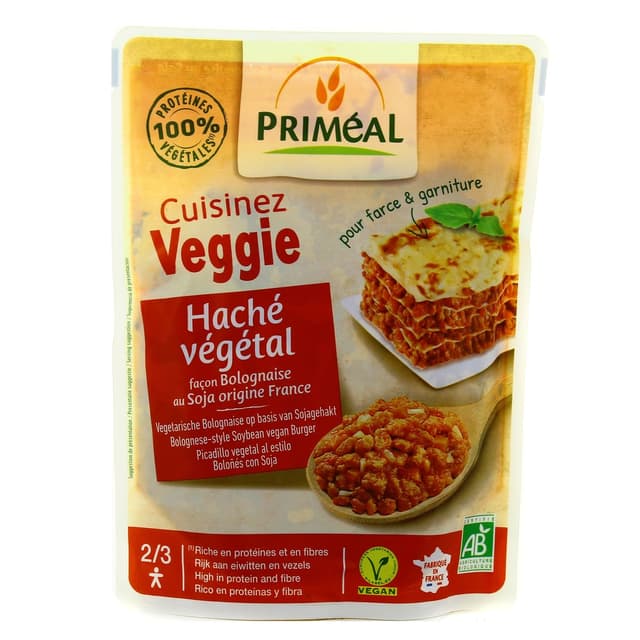 3380380080357 - Priméal - Haché végétal soja bio façon bolognaise pour farce et garniture