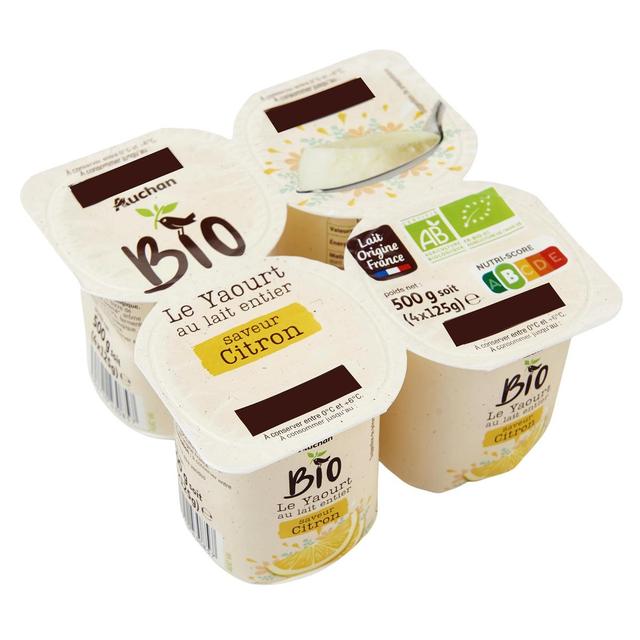 3596710430857 - Auchan BIO - Yaourt au lait entier au citron bio