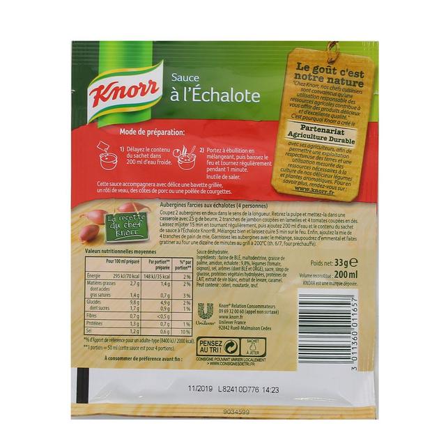 3011360011657 - Knorr - Sauce à l'échalote déshydratée