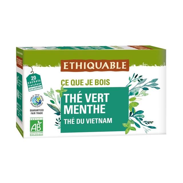 3760091722157 - Ethiquable - Commerce Equitable - Thé Vert Menthe Bio du Vietnam - 20 sachets